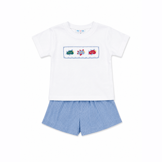 Airplane Smocked Short Set