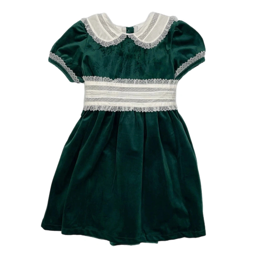 Green Velvet Dress with Sash
