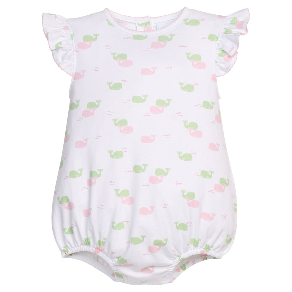 Printed Angel Sleeve Bubble - Pink Whales
