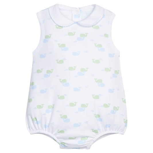 Printed Peter Pan Bubble - Blue Whales