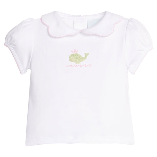 Crochet Peter Pan Blouse - Pink Whale